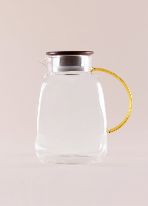 Hermia Botella de Vidrio con Tapa de Bambú Transparente 2000 ml
